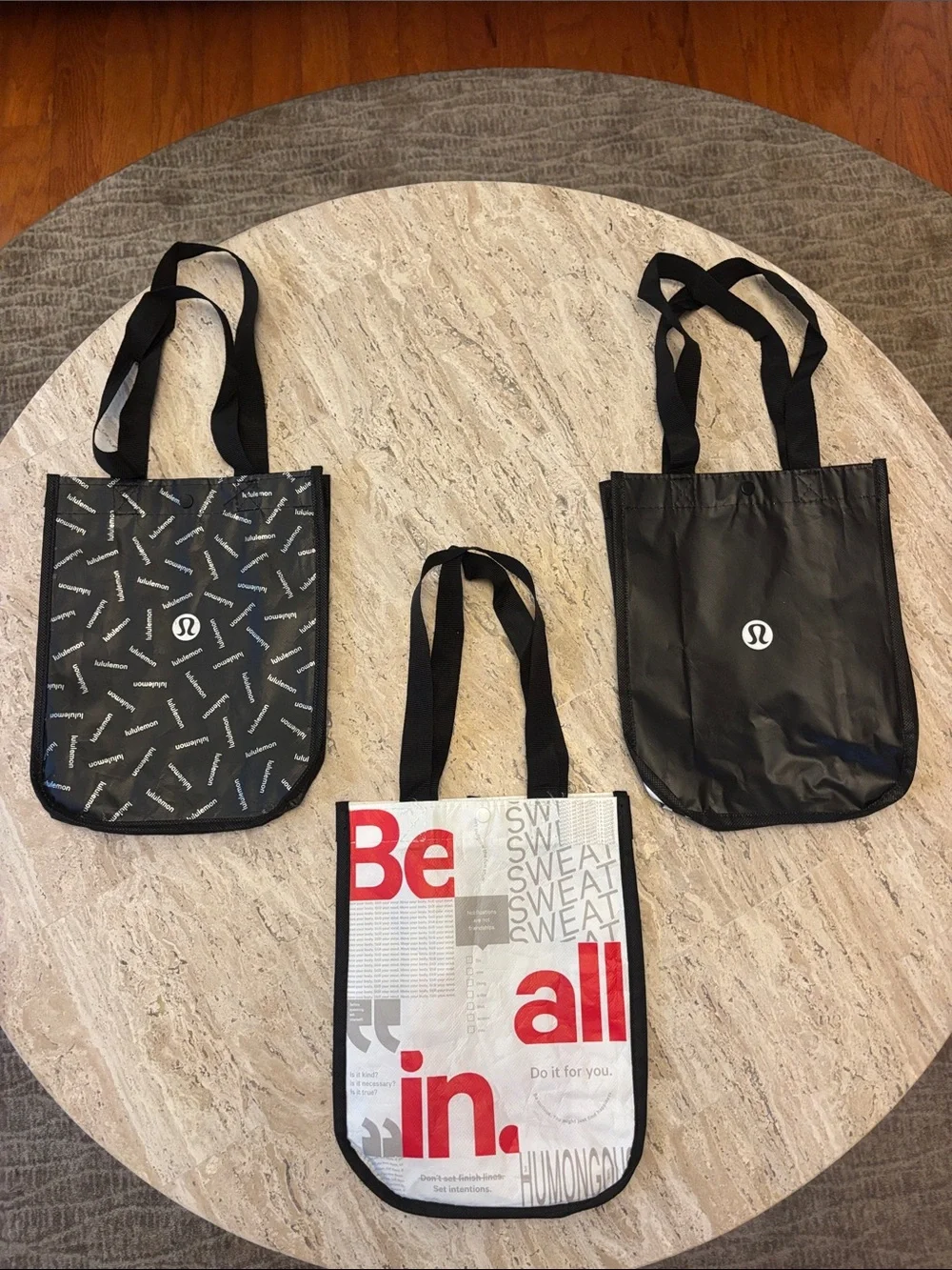 Lululemon Reusable Tote Bag Bundle of 8 - Black, White, Red, Gray, & Prints